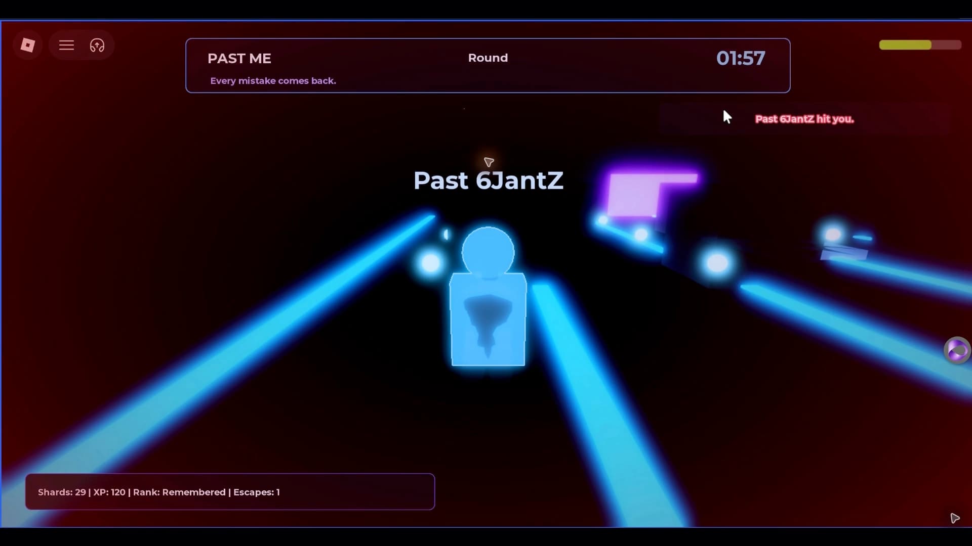 Past Me second round showing the player's recorded Echo replaying its saved path